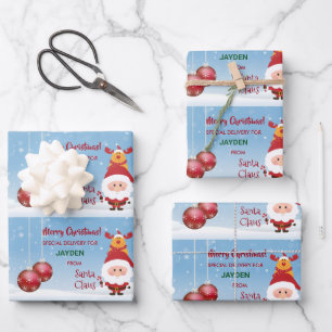 Cute Funny Special Delivery Gift Santa Rudolph  Wrapping Paper Sheet