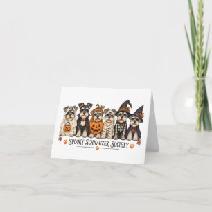 Cute Funny Spooky Schnauzer Society Boo Skeleton Thank You Card
