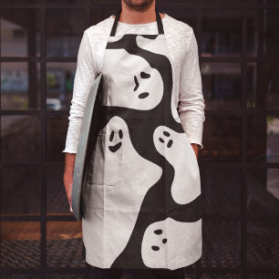 Cute funny spooky white Halloween ghosts pattern Apron