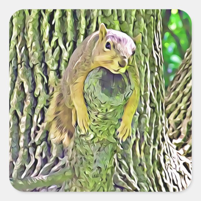 Cute Funny Squirrel being Lazy on a Branch Sticker (Front)