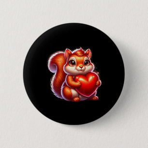Cute Funny Squirrel Hugging Heart Valentines Day 6 Cm Round Badge