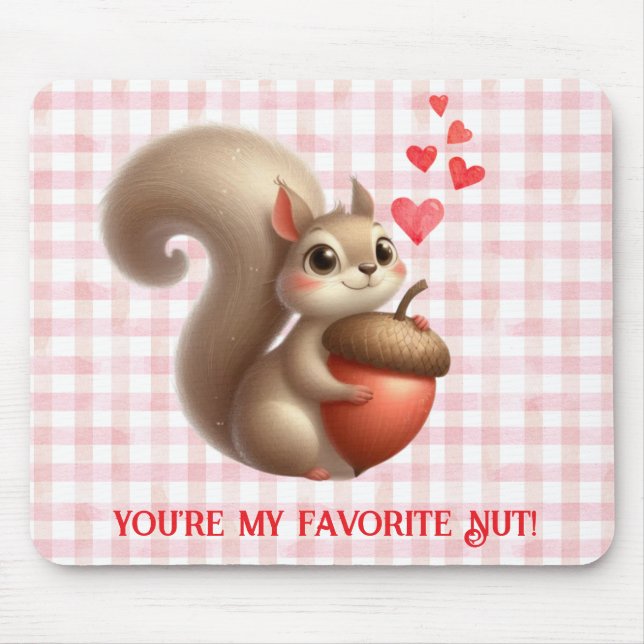 Cute funny squirrel Valentine's Day Mouse Pad (Front)