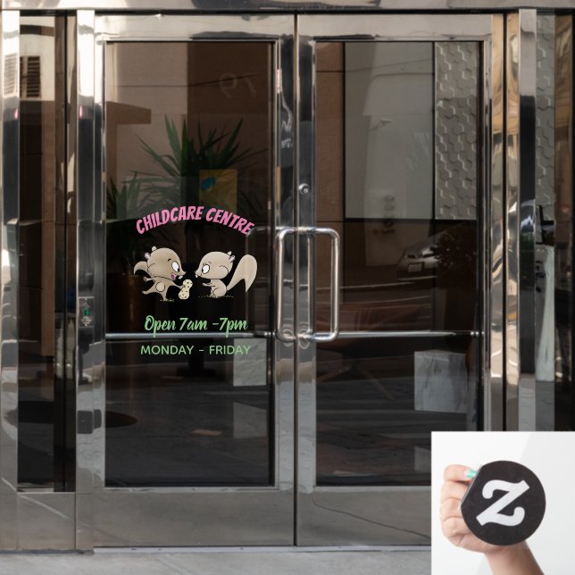 Cute funny squirrels cartoon illustration (Office Door)