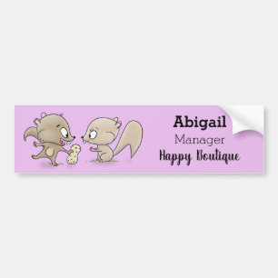 Cute funny squirrels cartoon illustration bumper sticker