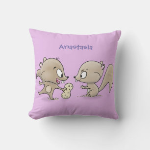 Cute funny squirrels cartoon illustration cushion