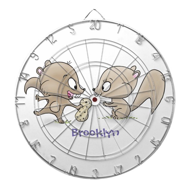 Cute funny squirrels cartoon illustration dartboard (Front)