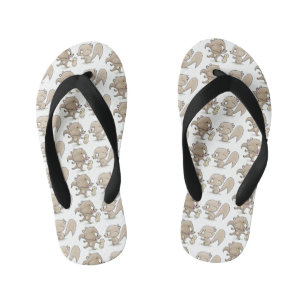 Cute funny squirrels cartoon illustration kid's thongs