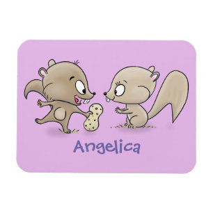 Cute funny squirrels cartoon illustration magnet