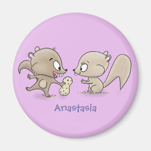 Cute funny squirrels cartoon illustration magnet