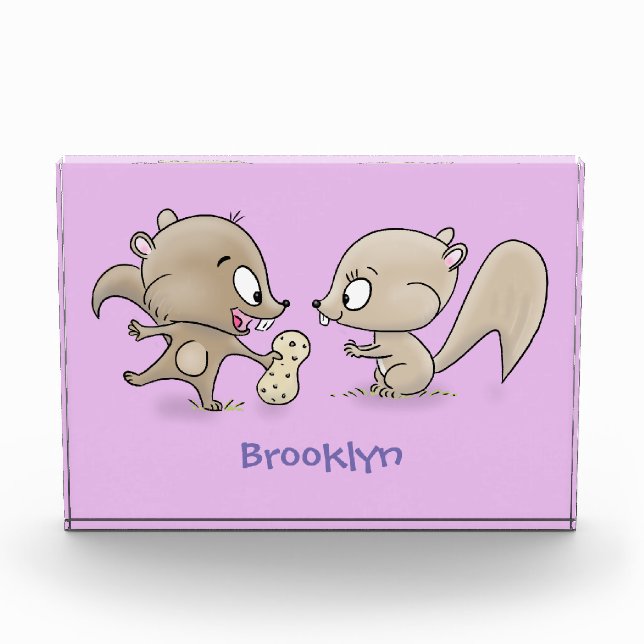 Cute funny squirrels cartoon illustration photo block (Front)