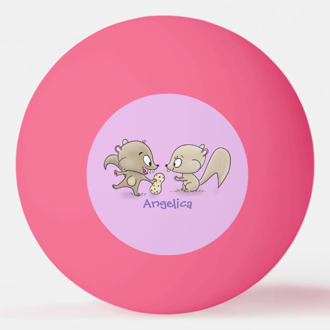Cute funny squirrels cartoon illustration ping pong ball (Front)