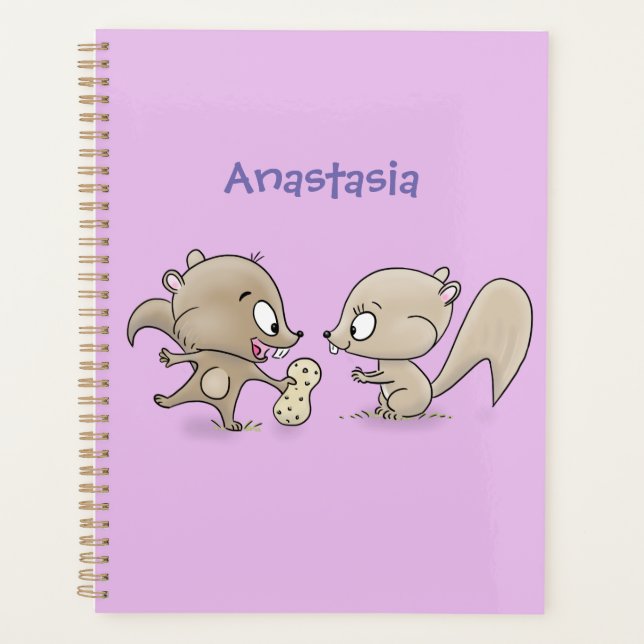Cute funny squirrels cartoon illustration planner (Front)
