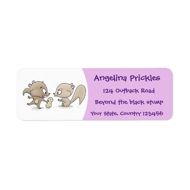 Cute funny squirrels cartoon illustration return address label (Front)