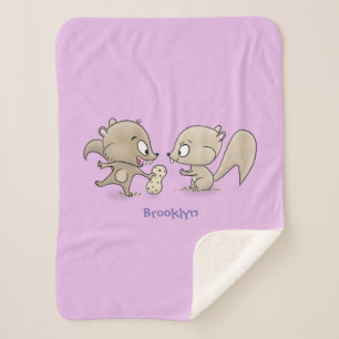 Cute funny squirrels cartoon illustration sherpa blanket