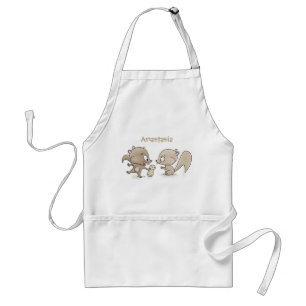 Cute funny squirrels cartoon illustration standard apron
