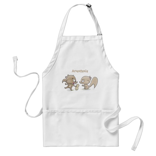 Cute funny squirrels cartoon illustration standard apron (Front)