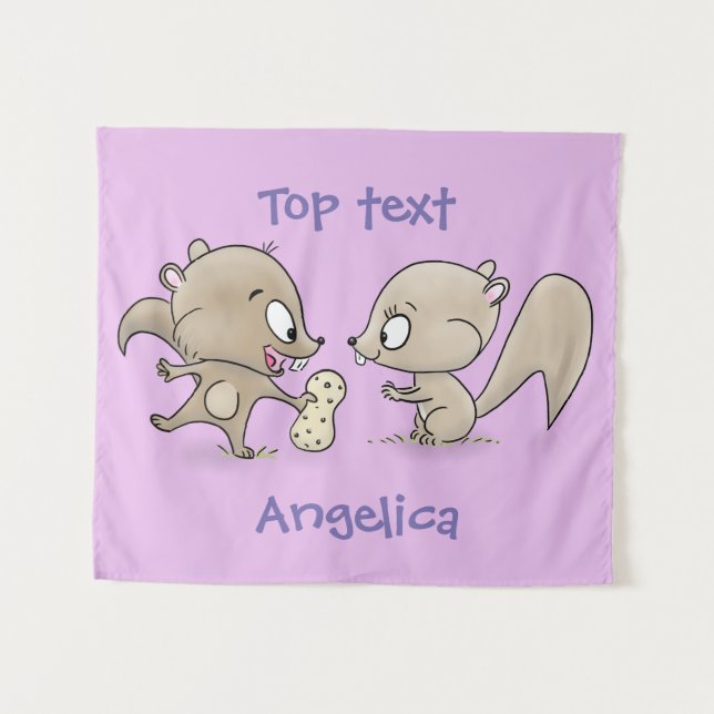 Cute funny squirrels cartoon illustration tapestry (Front (Horizontal))