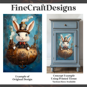 Cute Funny Steampunk Rabbit In Boat G2L Decoupage  Tissue Paper