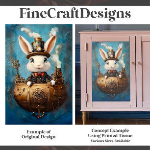Cute Funny Steampunk Rabbit In Boat G2R Decoupage  Tissue Paper