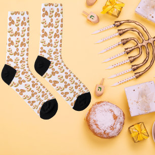 Cute Funny Sufganiyot and Latkes Jewish Hanukkah Socks