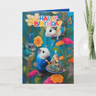 Cute Funny Syrian Hamsters Birthday Card