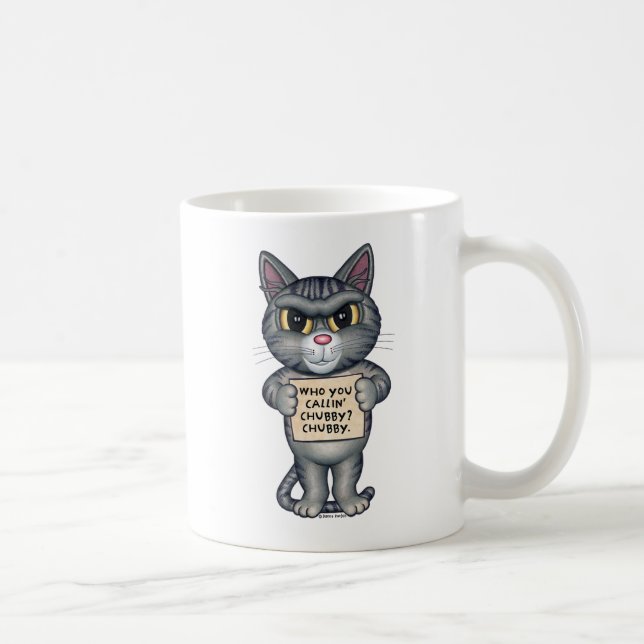 Cute funny Tabby Cat Cartoon Art Coffee Mug (Right)