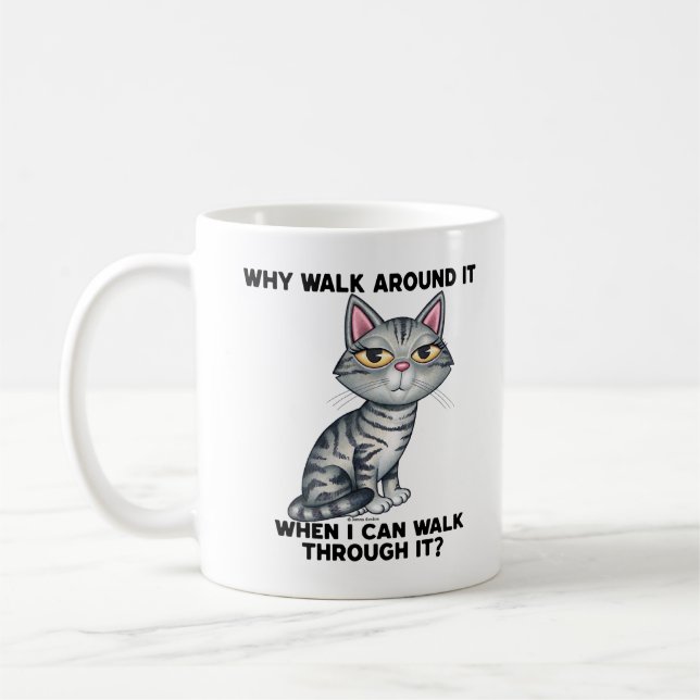 Cute Funny Tabby Kitty Cat Coffee Mug (Left)