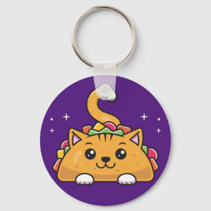 Cute Funny Taco cat rainbow Key Ring