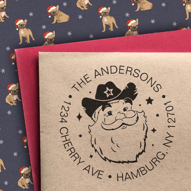 Cute Funny Texas Cowboy Santa Claus Christmas Rubber Stamp (Creator Uploaded)