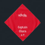 Cute Funny Text Paw Prints Red Pet Bandanna<br><div class="desc">Cute,  funny,  pet nickname...  for your Captain Chaos! You can customise the text and/or pet name,  by editing font style,  size,  or colour. Great gift for any pet lover. 2 sizes available!</div>