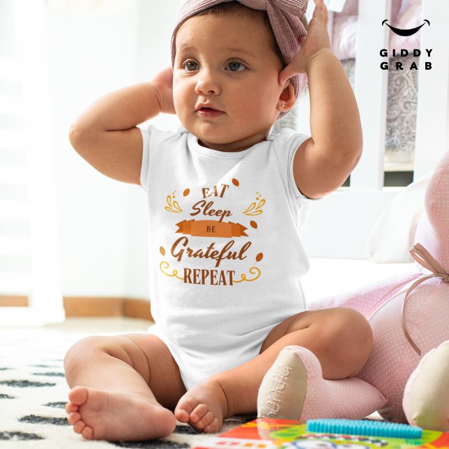 Cute Funny Thanksgiving Holiday Quote  Baby Bodysuit (Creator Uploaded)