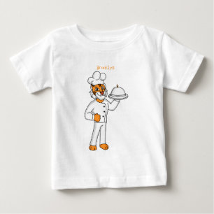 Cute funny tiger chef cartoon illustration baby T-Shirt