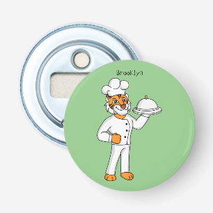 Cute funny tiger chef cartoon illustration bottle opener