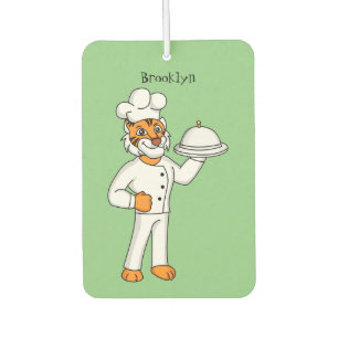 Cute funny tiger chef cartoon illustration car air freshener