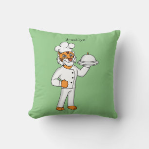 Cute funny tiger chef cartoon illustration cushion