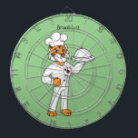 Cute funny tiger chef cartoon illustration dartboard<br><div class="desc">This funny tiger is serving dinner in cartoon style!</div>
