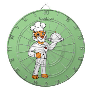 Cute funny tiger chef cartoon illustration dartboard
