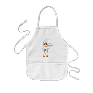 Cute funny tiger chef cartoon illustration kids apron
