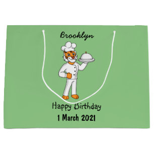 Cute funny tiger chef cartoon illustration  large gift bag