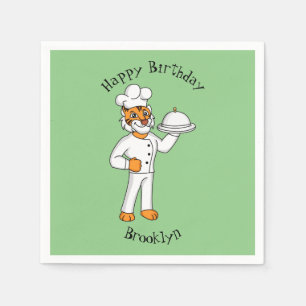 Cute funny tiger chef cartoon illustration napkin