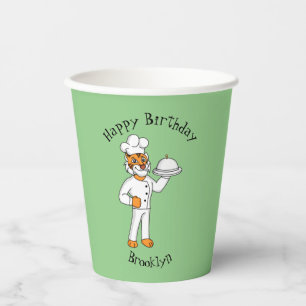 Cute funny tiger chef cartoon illustration paper cups