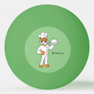 Cute funny tiger chef cartoon illustration ping pong ball