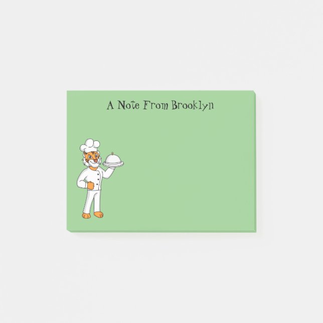 Cute funny tiger chef cartoon illustration post-it notes (Front)
