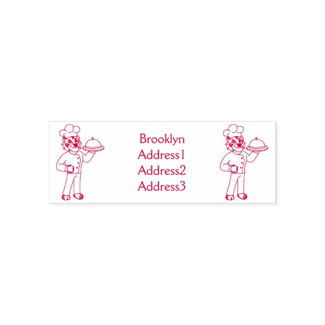 Cute funny tiger chef cartoon illustration  self-inking stamp (Design)