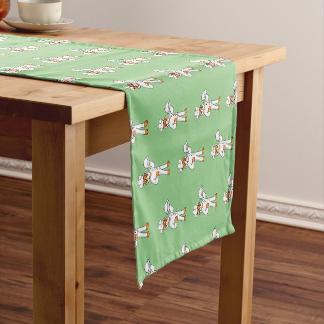 Cute funny tiger chef cartoon illustration short table runner (In Situ)