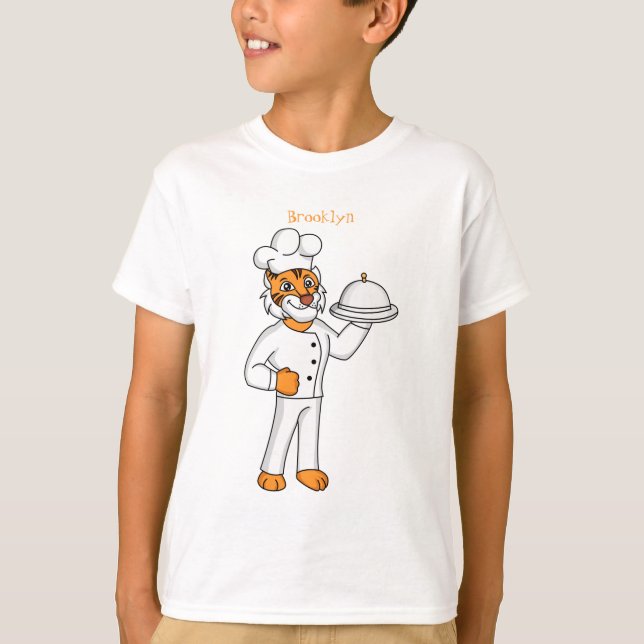 Cute funny tiger chef cartoon illustration T-Shirt (Front)