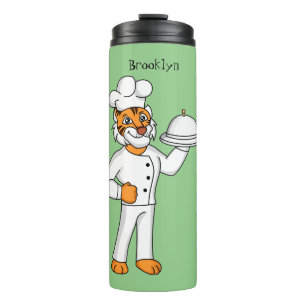 Cute funny tiger chef cartoon illustration thermal tumbler