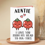 Cute Funny Tomato Pun Aunt Happy Birthday Thank You Card<br><div class="desc">Looking for a unique way to express your love and humour to your aunt? Our funny tomato pun greeting card is the perfect choice for any auntie on her birthday! Customise it by adding your own personal message.</div>