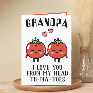 Cute Funny Tomato Pun Grandfather Happy Birthday Thank You Card