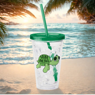 Cute Funny Tortoise Lover Quote Green Text Acrylic Tumbler
